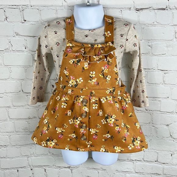 Little Lass baby toddler 18 mon overalls skirt /long sleeve shirt mustar…